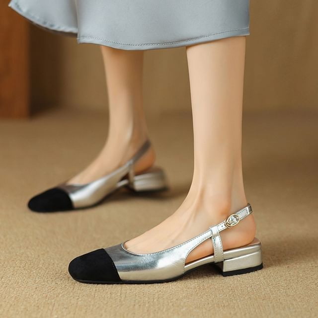 Cinnabelle-Square Cap Toe Slingback Sandals