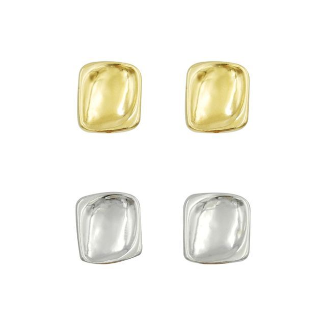 KATENKELLY-Silver Square Ear Studs