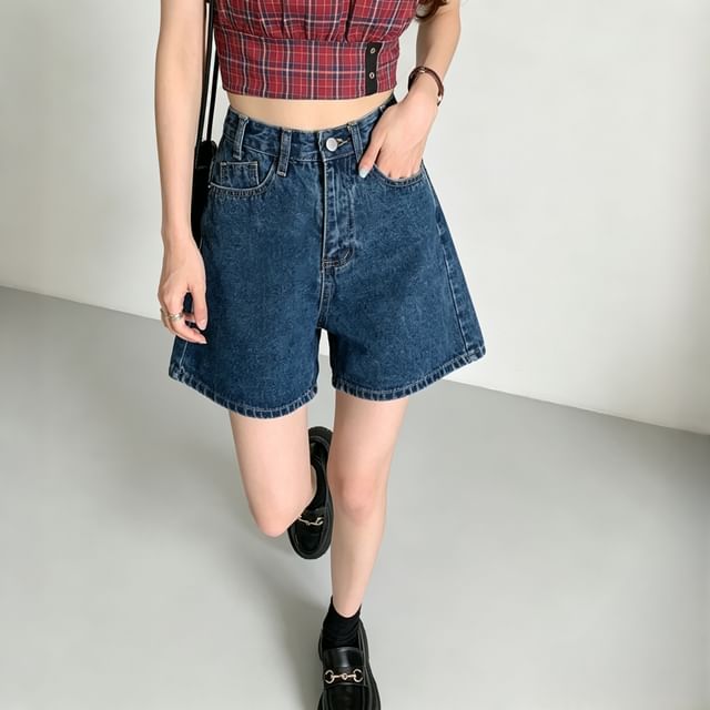 Magimomo-High Waist Denim Shorts