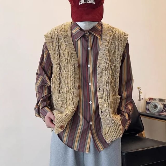 Myanderthal-V-Neck Button-Up Sweater Vest