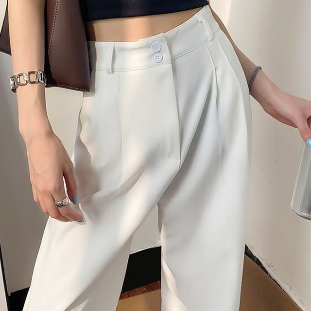 Cloud Nine-High Rise Plain Wide Leg Suit Pants