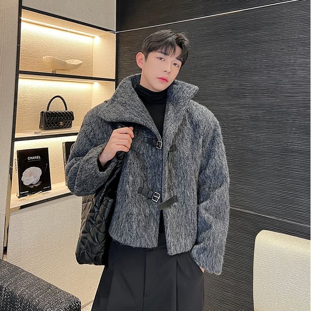 Patow-Stand Collar Buckled Woolen Coat