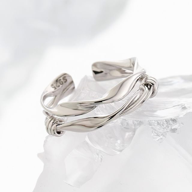 Phoenoa-S925 Sterling Silver Twisted Layered Open Ring