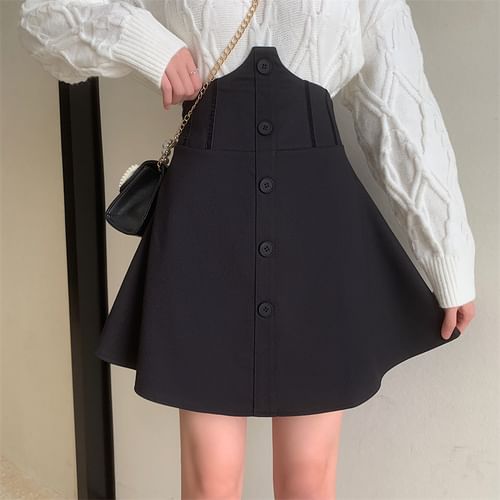 Dandijoy - Corset Waist Mini A-Line Skirt