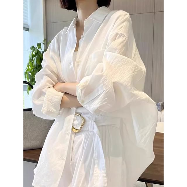 Bigfol-Long-Sleeve Plain Shirt