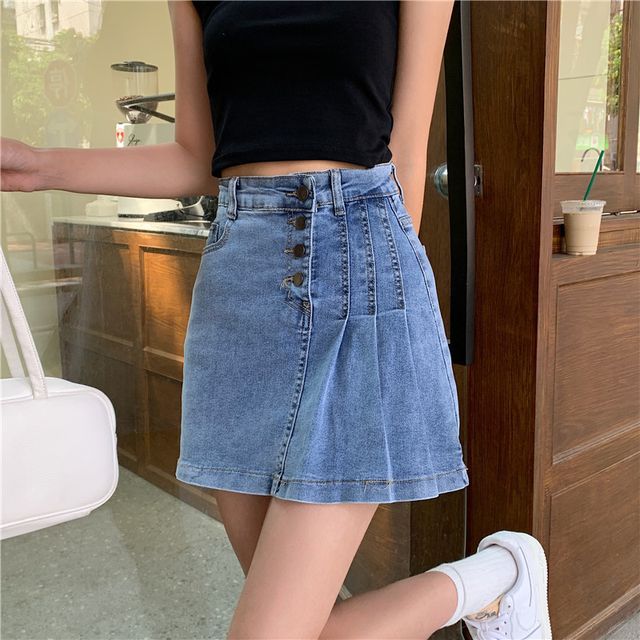 High Waist Loose Blue Denim Skirts For Women A-line Long Skirt Students  Korean Trendy Daily Jean Skirts Streetwear Ns5650 - Skirts - AliExpress