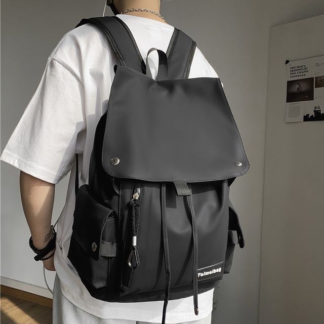 Nylon Flap Backpack in GRAY