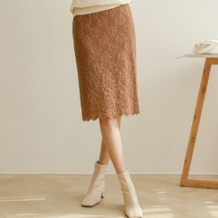 JUSTONE - Lace Midi H-Line Skirt JUSTONE - Lace Midi H-Line Skirt