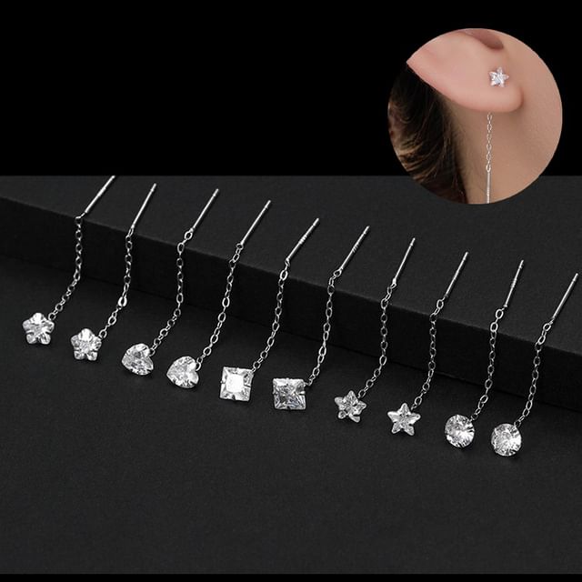 pexrl jewelry-Sterling Silver Geometry Threader Earring