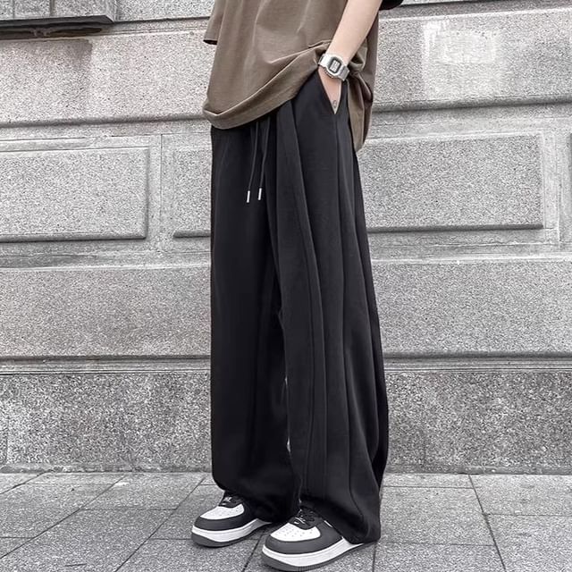 Urtishia-Drawstring Waist Wide Leg Sweatpants