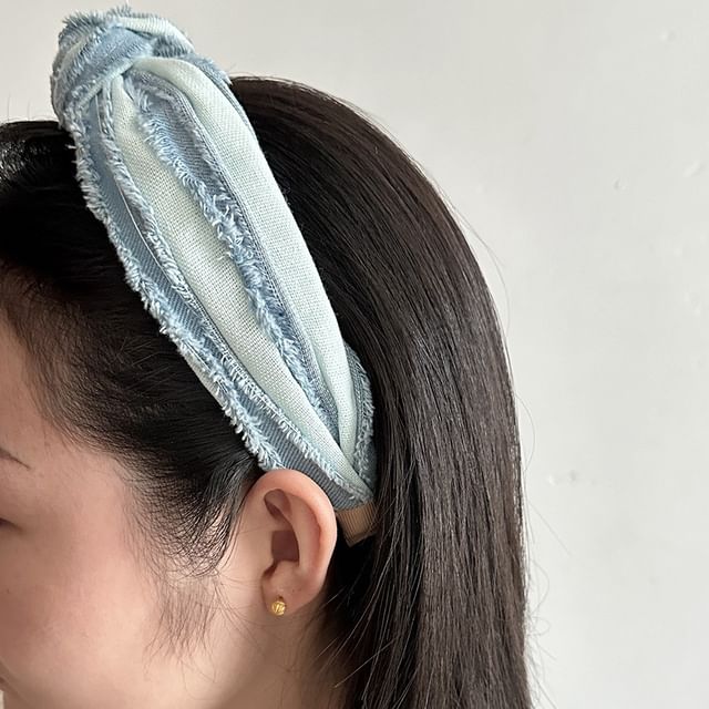 Sesori-Fringed Denim Knot Headband