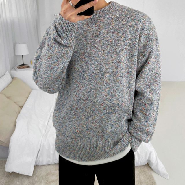 Omozando-Crew Neck Melange Sweater