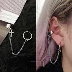 PANGU - Stainless Steel Cross Chained Earring PANGU - Stainless Steel Cross Chained Earring