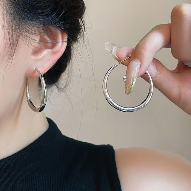 Jael-Polished Alloy Hoop Earring Various Designs