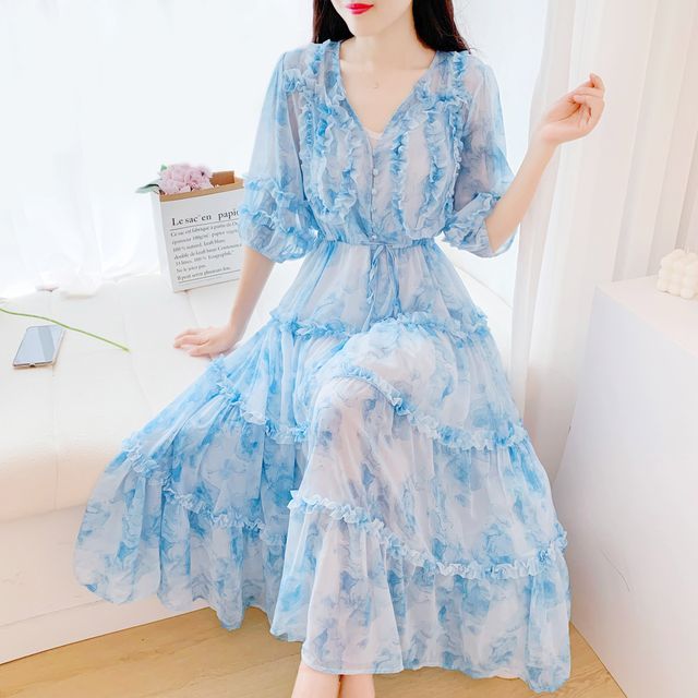 navy blue dress for baby girl CLOCOR Women's Plus Size Midi Dress 3/4 Sleeve A-Line Swing Dress V Neck  Flowy Casual Dresses Black X-Large at Amazon Women's Clothing store main image 0