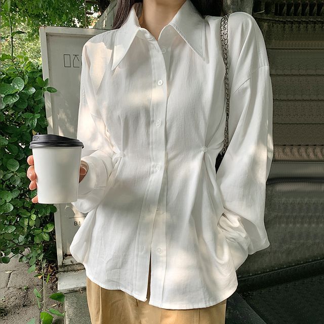 Coris-Collared Plain Shirt