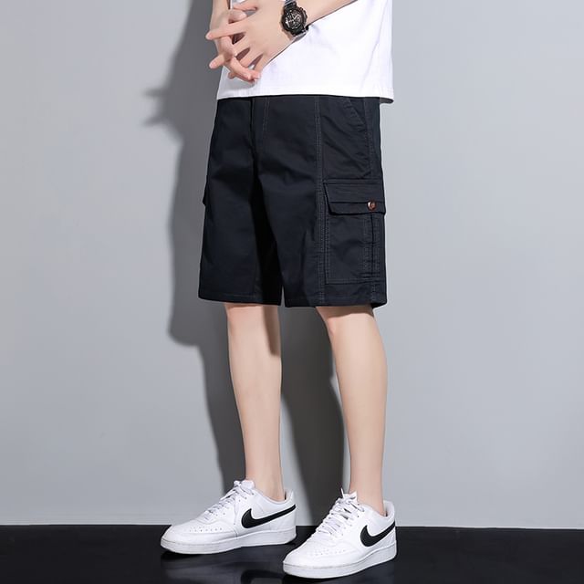 Dandyluxe-Mid Rise Plain Cargo Shorts