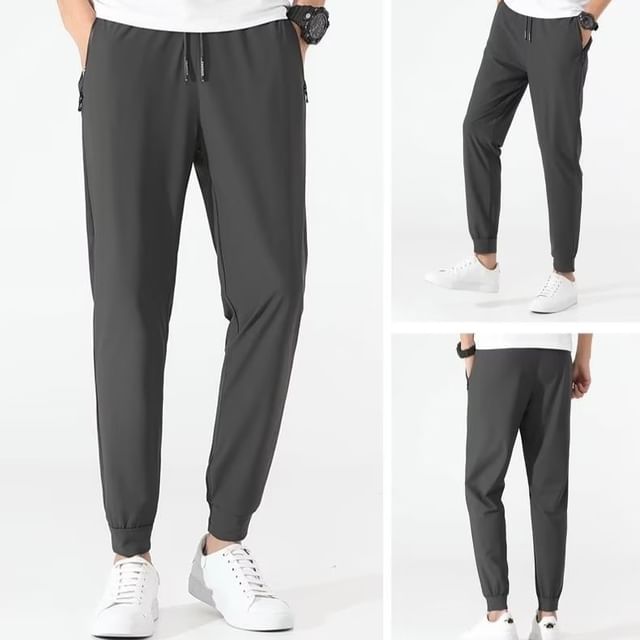 Neonity Wear-Drawstring Waist Plain Pants