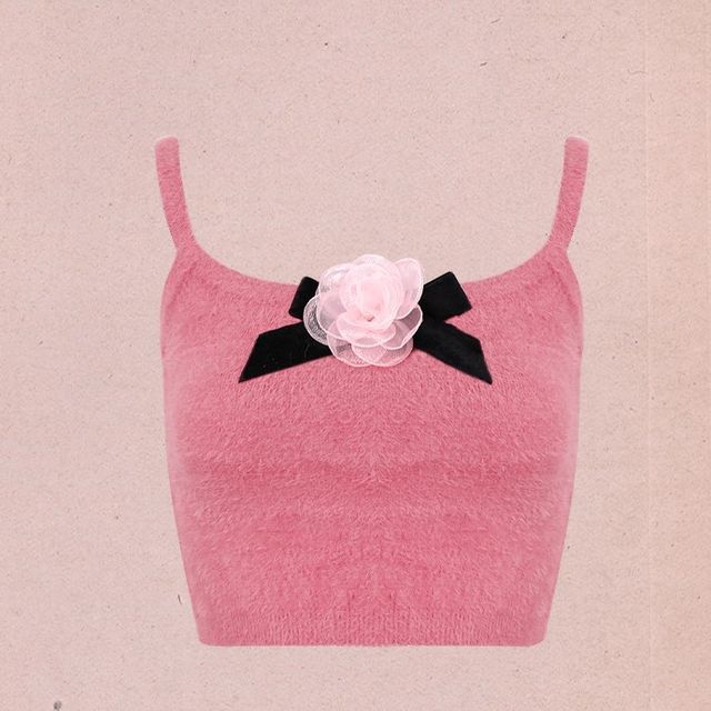 TOHADA-Cropped Mohair Sheath Suspender Top
