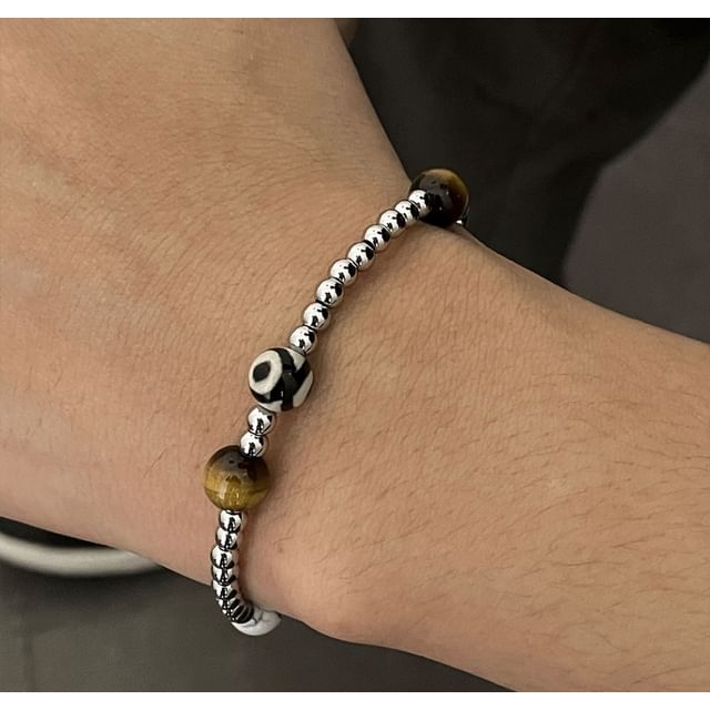 Black Degree-Stainless Steel Beaded Bracelet