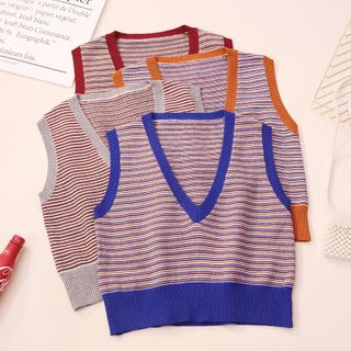 striped knitted vest