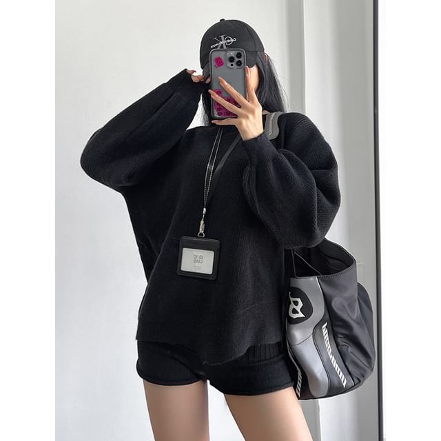 KUMI-Overfit Ribbed-Knit Sweater