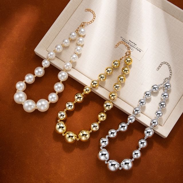 PANGU-Beaded Metallic Necklace