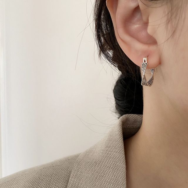 Kamuel-Twisted Sterling Silver Hoop Earring