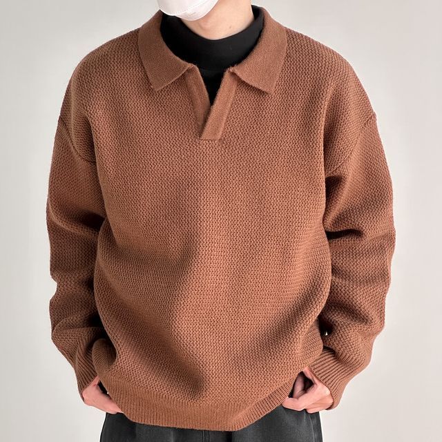 DAZO Studios-Collar Plain Sweater