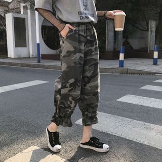 PANDAGO - Camo Drawstring-Cuff Cropped 