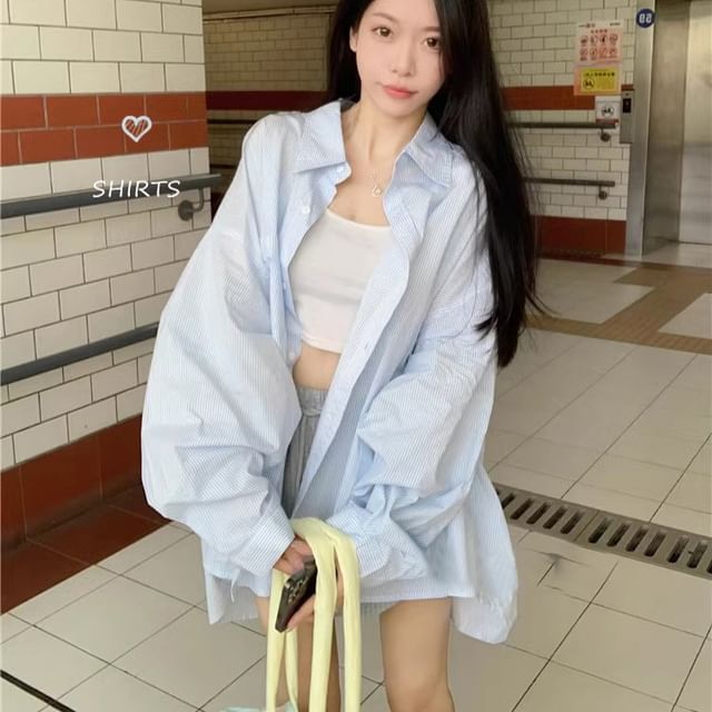 Yako-Long-Sleeve Striped Shirt