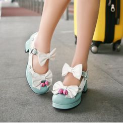 Martha - Bow-Accent Block-Heel Pumps Martha - Bow-Accent Block-Heel Pumps