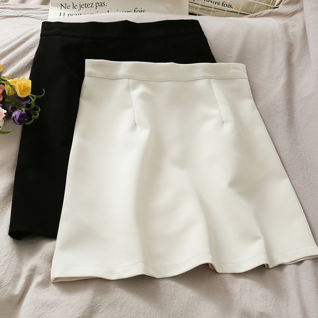 Lemongrass - Plain High-Waist Mini Skirt | YesStyle