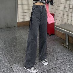 Moon City - Lace-Up Baggy Jeans