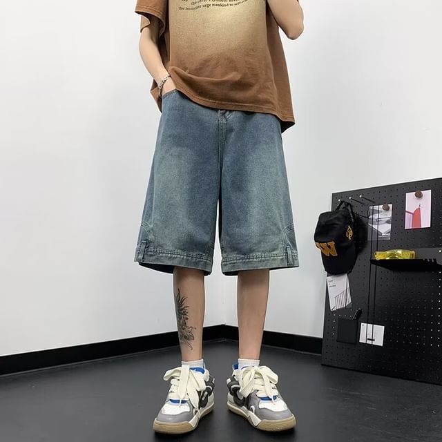 DuckleBeam-Mid Rise Washed Panel Jorts