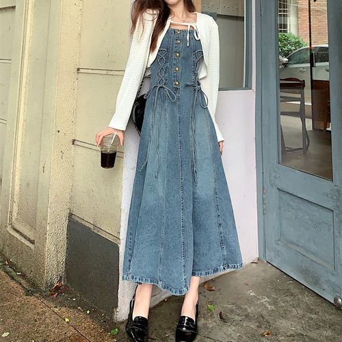 denim dress with shrug Premium A-line denim dress with shrug. , A perfect pick for your upcoming  special occasionseffortlessly chic, designer-inspired, and summer-ready.  Stay stylish, stay confident , #denimdress