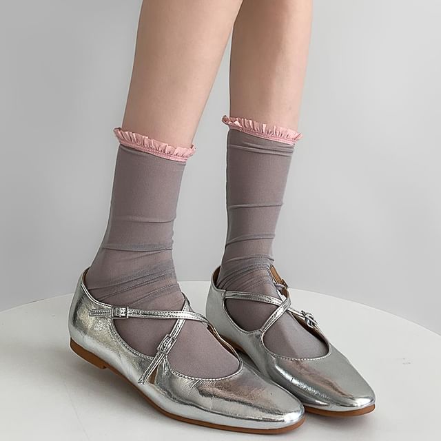 Desperim-Plain Sheer Socks