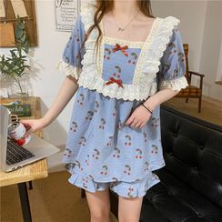 CEYX - 櫻桃印花短袖家居服套裝/櫻桃印花短袖睡裙 CEYX - 櫻桃印花短袖家居服套裝/櫻桃印花短袖睡裙