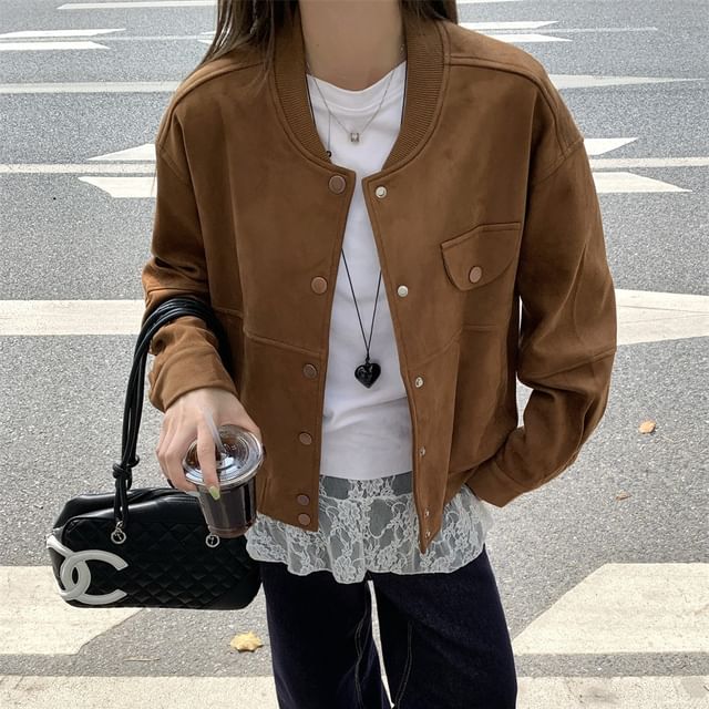 Beem-Faux Leather Button-Up Jacket