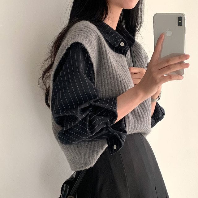 Happo-Long-Sleeve Striped Button-Up Shirt