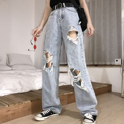 Dear Yours - Zerrissene Jeans mit weitem Bein