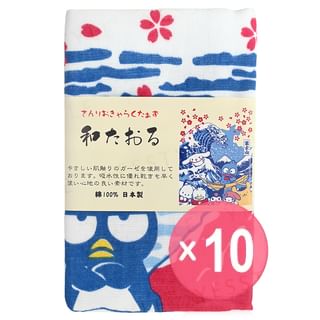 ASUNAROSYA - Sanrio Characters Wa Towel Red Fuji & Waves (x10) (Bulk Box)