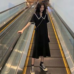 Hiccup - Maternity Short-Sleeve Collared Midi Dress Hiccup - Maternity Short-Sleeve Collared Midi Dress