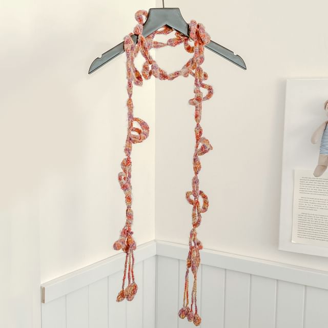 Frior-Melange Crochet Knit Narrow Scarf