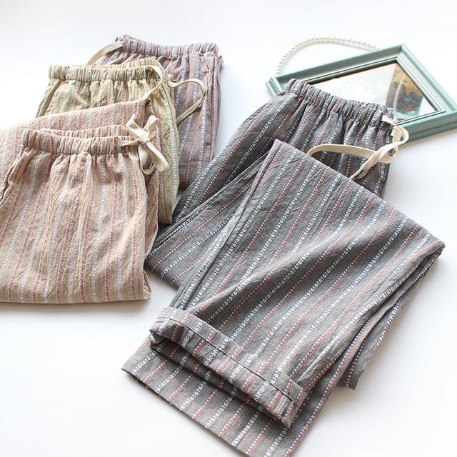 Dogini-Couple Matching Striped Pajama Pants Various Designs