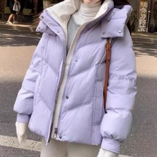 PANDAGO-High Neck Zip-Up Puffer Jacket