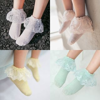 baby socks with lace trim