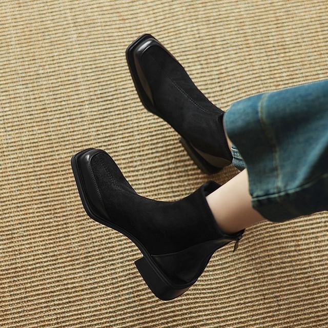 Cinnabelle-Low Heel Paneled Short Boots