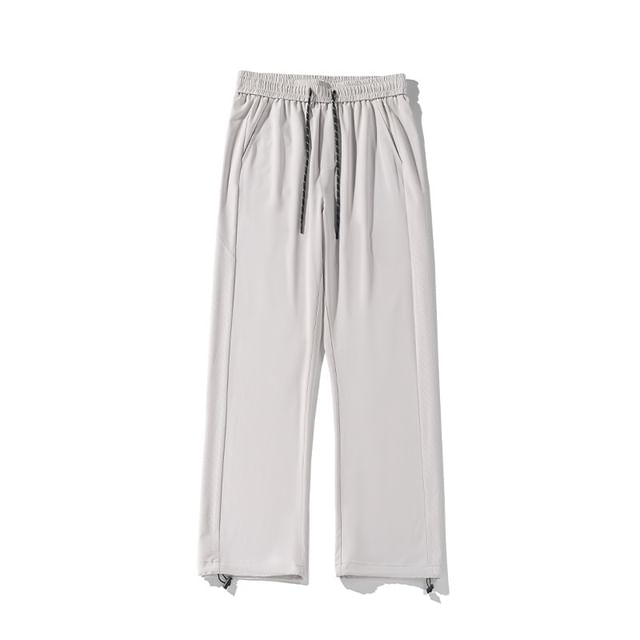 Obikan-High Waist Plain Wide Leg Pants