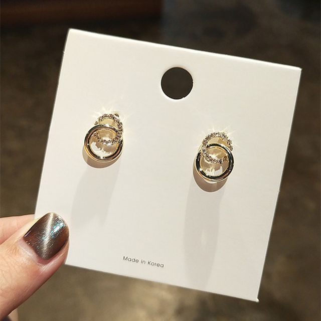 Hansha-Interlocking Rhinestone Hoop Alloy Dangle Earring